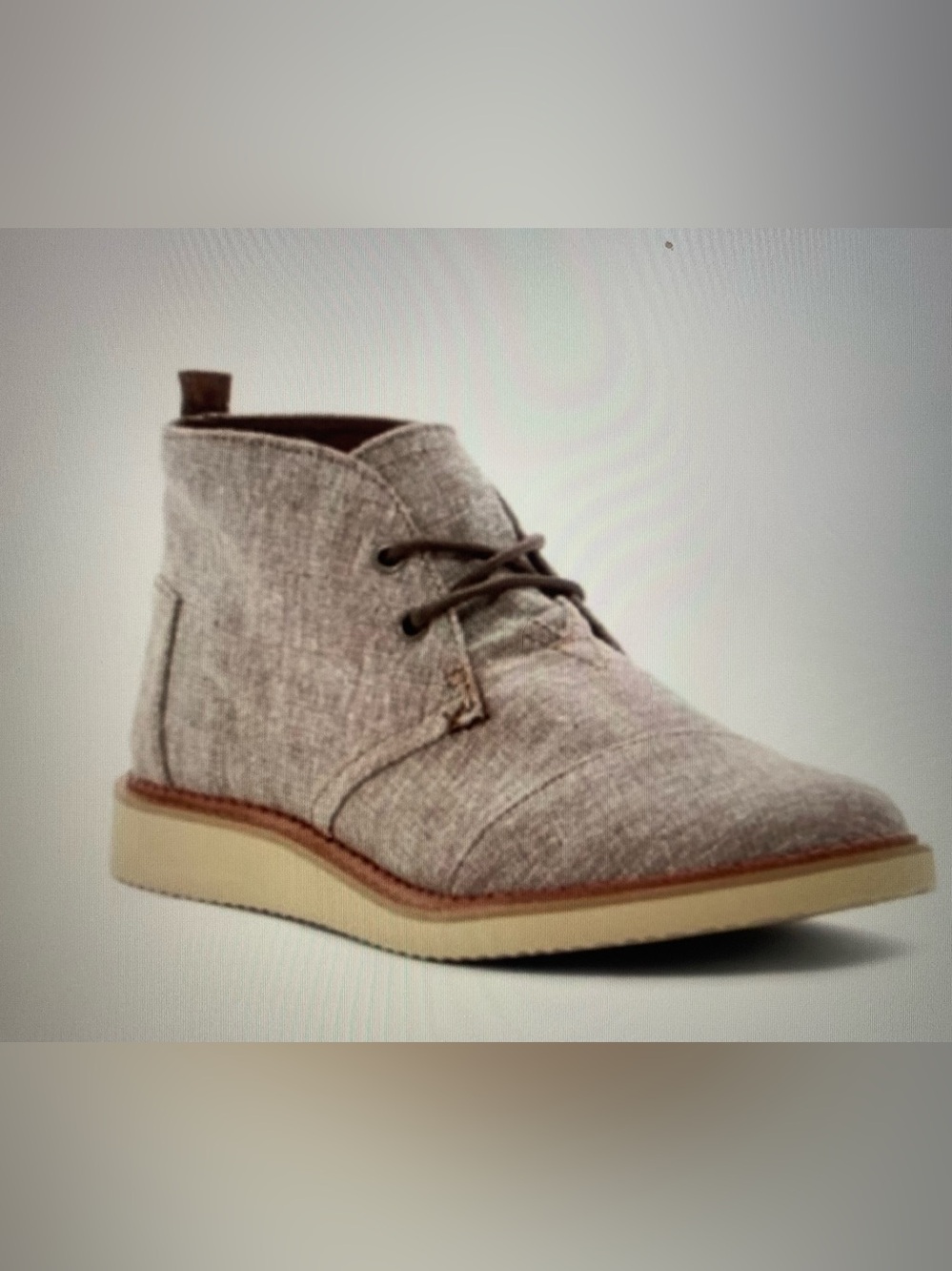 TOMS Mateo Chukka Brown Chambray Canvas Lace Up Boots Sz 13